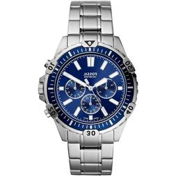 O Uomo In Acciaio Cronografo Quadrante Blu Uomo Fossil Garre