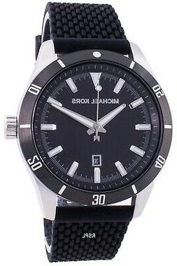 O Uomo Michael Kors Layton Quadrante Nero Cinturino In Silic