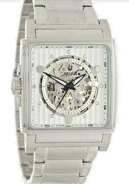 O Uomo Bulova Meccanico Automatico Cassa Quadrata Cinturino 