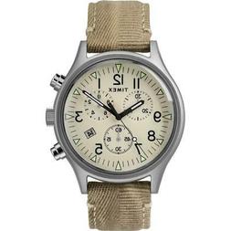 O Uomo Timex Mk1 Tw2r68500 Chrono Pelle Tessuto Beige Sabbia
