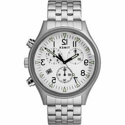 O Uomo Timex Mk1 Tw2r68900 Chrono Bracciale Alluminio Bianco