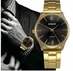 O Uomo Molto Elegante Migeer Dorato Acciaio Inox Quarzo Blac