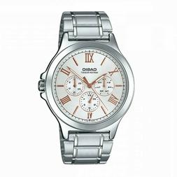 O Uomo Casio Mtp-v300d-7a2 Acciaio Numeri Romani In Oro Rosa