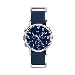O Uomo Timex Weekender Abt003 Chrono Pelle Blu Illuminazione