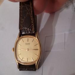 O Vintag Seiko Quarzo Da Signorina Laminato Oro <pila Da Sos