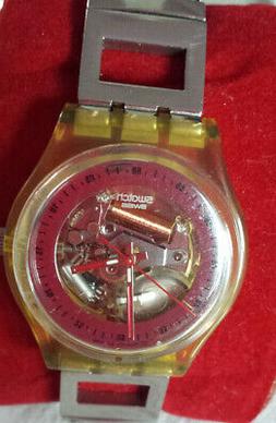 O Vintage Swatch Trasparente Elastico Funzionante