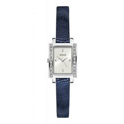 O Watch Woman Uhr Girl Pelle Blu Rettangolare W0888l8 Strass