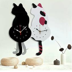 oscillante coda muro orologio gatto forma acrilico