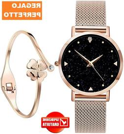 O Donna Ragazza Da Polso Quarzo Analogico Cinturino Acciaio 