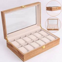 In Legno 6/10/12 Scomparti Per Orologi Con Top In Vetro