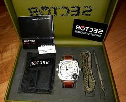 SECTOR COMPASS DUAL TIME CHRONO CRONOGRAFO ACCIAIO PELLE OVE