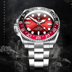 Lige Stainless Steel Watch Diver Gmt Mechanical Automatic 10