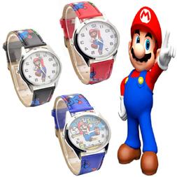 O Super Mario Bros Per Bambini Da Polso Analogico In Pelle F