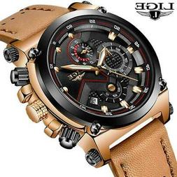 O Lusso Militare Alta Qualit&agrave; Uomo Pelle Datario Cronografo