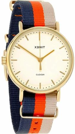 O Timex Weekender Fairfield Gold Dorato Tessuto Indiglo Tw2p