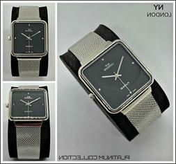 Uomo Classy Elegante Dressy Quadrato Argento Lusso Design Mo