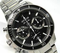 Bulova Uomo Nero Crono Marine Star Acciaio Quarzo 96B272