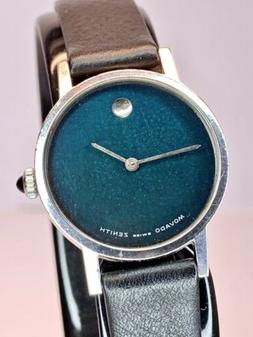 Vintage Movado Museum Zenith Lady Emerald Spider Dial-S.Stee