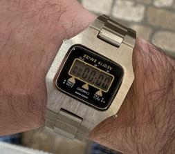 O Watch Veglia Lcd Quartz Digitale Swiss Made Vintage Rare F