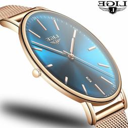 LIGE Women Fashion Quarzo Watch Lady Stainless Steel Cinturi