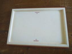 OMEGA WOOD AND LEATHER ADVERTISING OFFICIAL DEALER TRAY VINT